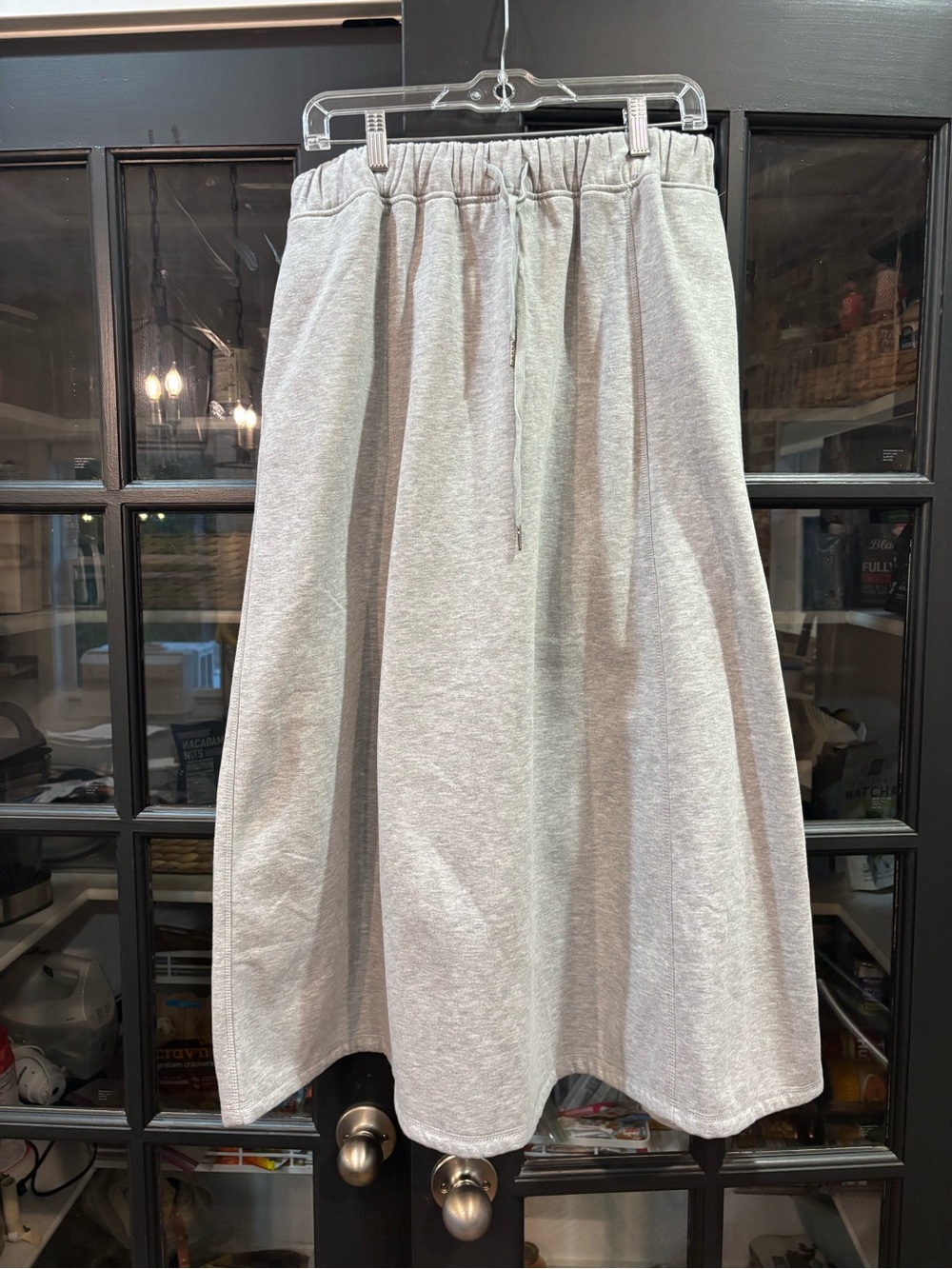 Women's Light Gray Drawstring SweatpantMidi Skirt